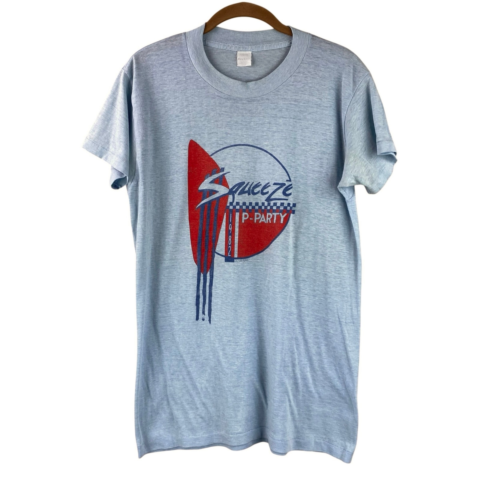 Vintage Graphic Squeeze P-Party T-Shirt 1982 Size M Thin Knit Single Stitch